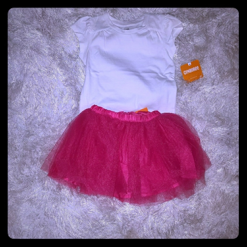 Gymboree white t-shirt and tutu skirt